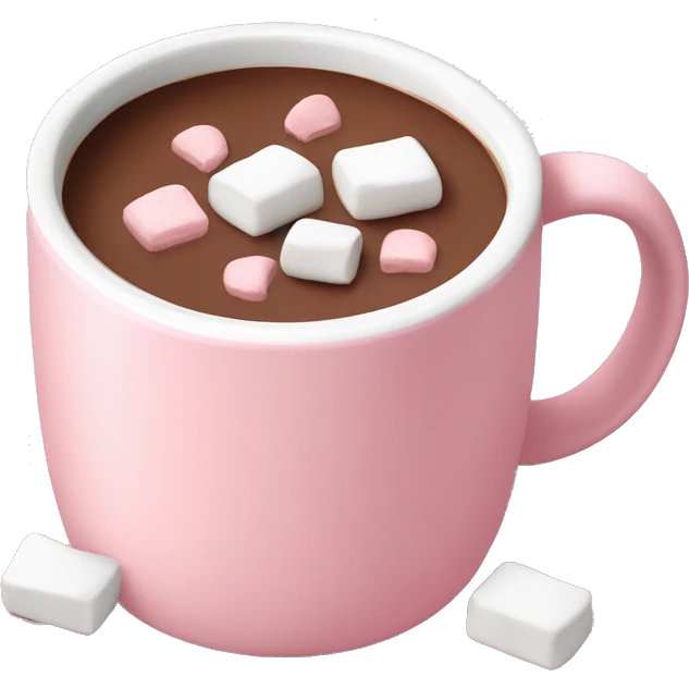 light pink mug with hot chocolate inside and  marshmallows on top emoji