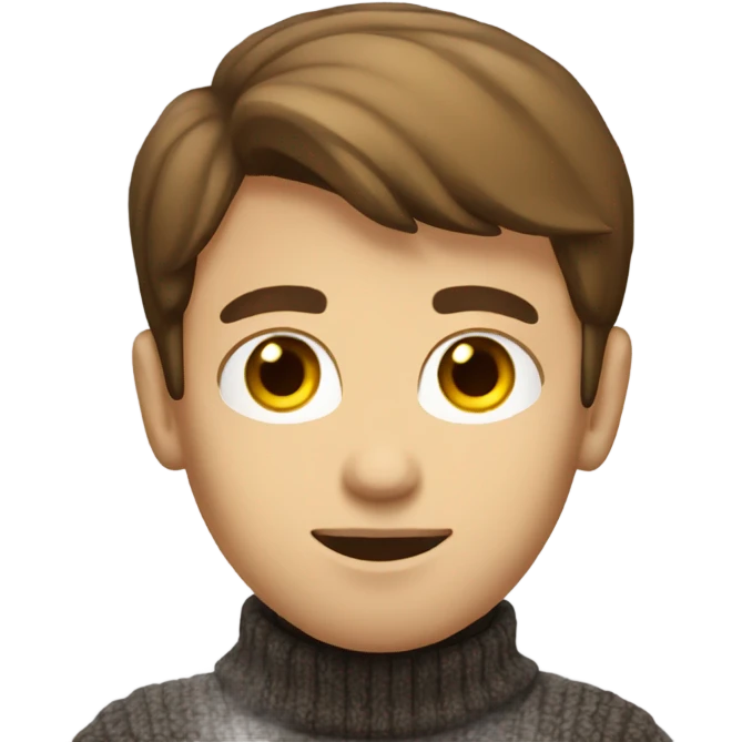 Boy developer with brown hair and beard in turtleneck sweater emoji