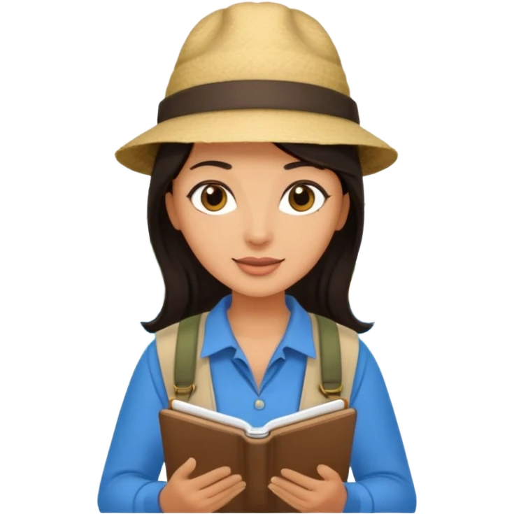 island tour guide with a notebook, dark hair emoji
