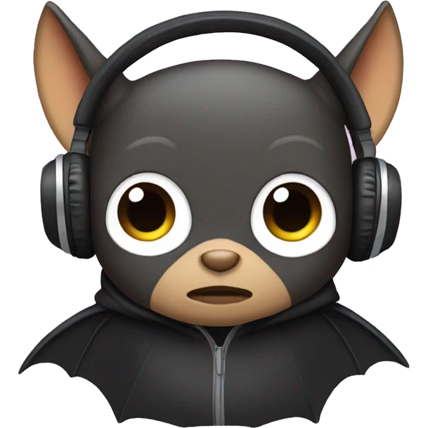 Bat with headphones and a hoodie emoji