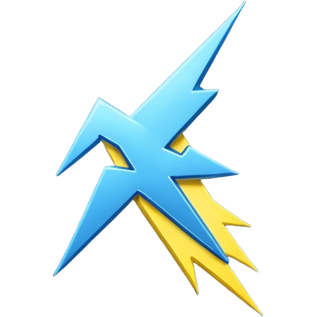 “Emoji-style R logo, metallic silver with electric blue outline, bold and rounded like a sticker. Blue lightning bolt ⚡ on the left, yellow lightning bolt ⚡ on the right. Soft glow, glossy 3D finish, centered, white or transparent background.”But take reference of photo  emoji