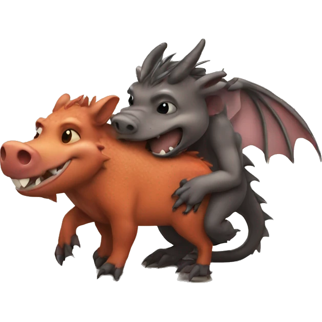 Dragon hugs wild boar emoji