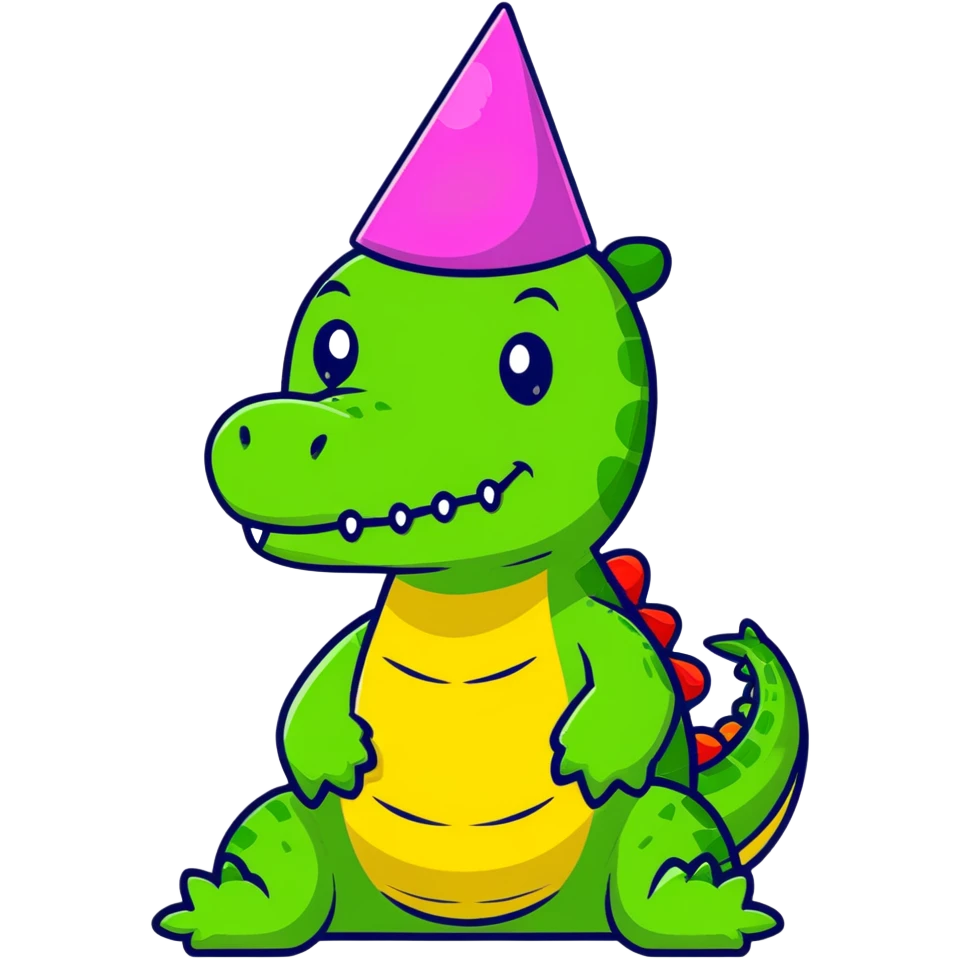 crocodile wearing a party hat emoji