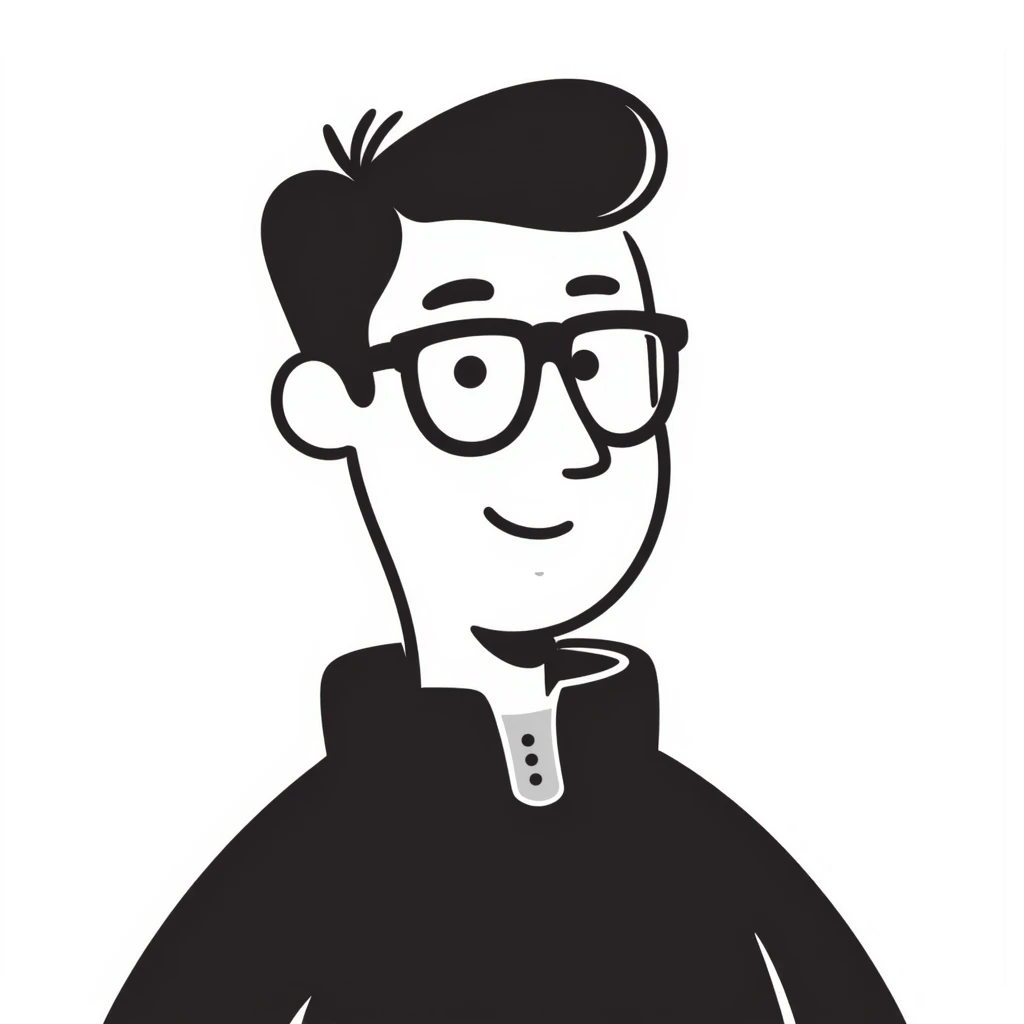 Light-skinned man with short black hair styled upwards, full short graying beard, smiling, wearing large black-framed glasses and a black long-sleeve sports shirt with zip at the neck emoji
