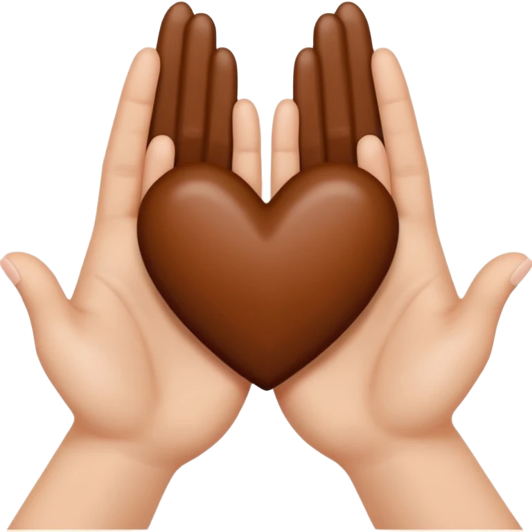 deux mains qui forment un coeur, une main blanche et une main marron emoji