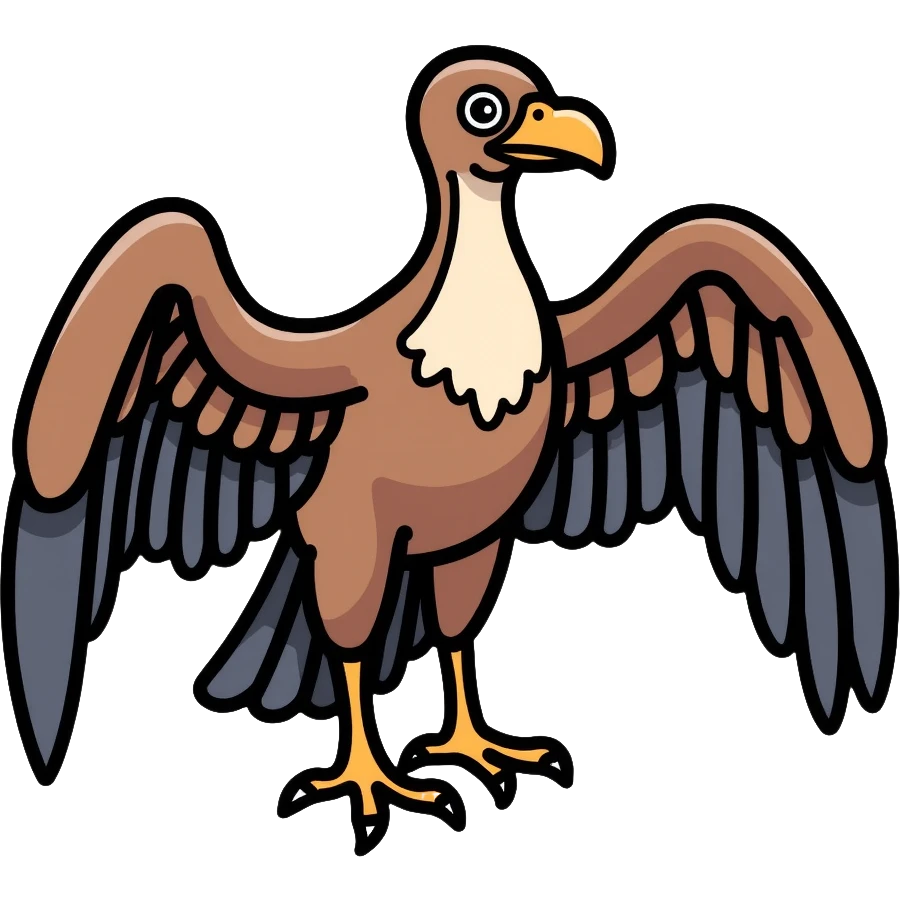 realistic vulture with spread wings, detailed feathers and characteristic head emoji