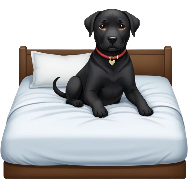 Tugging black lab/amstaff dog into bed emoji