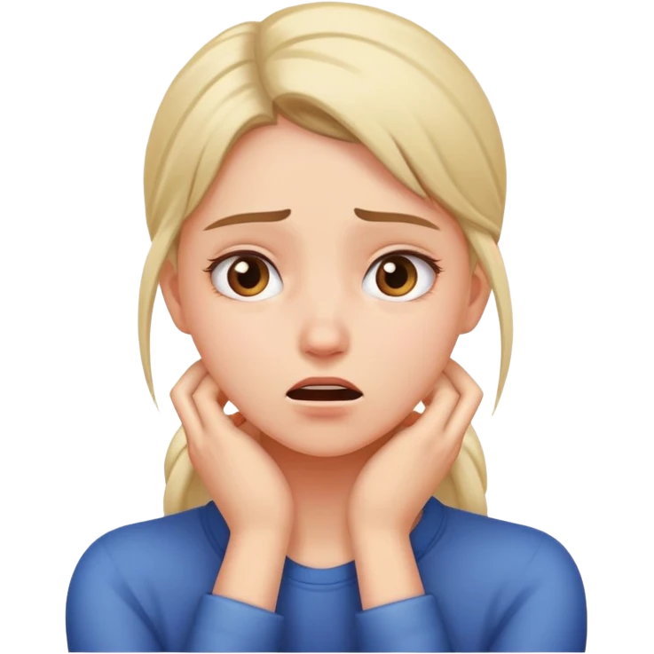 girl looking stressed with hands around neck emoji
