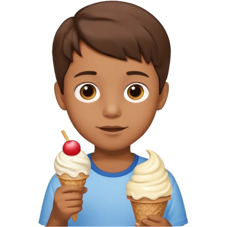 Young boy, holding ice cream emoji