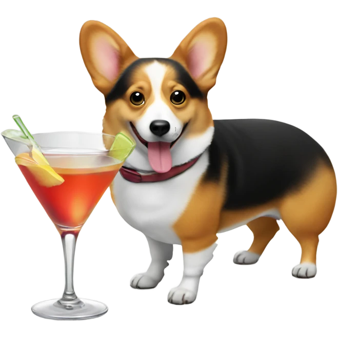 Corgi drinking a martini emoji