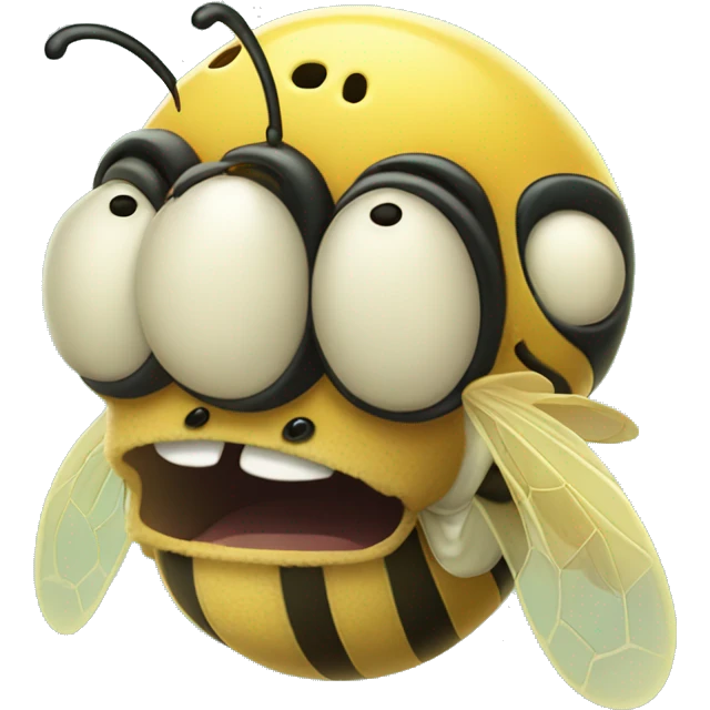 Cute chunky bee with tongue sticking out next to squidward emoji