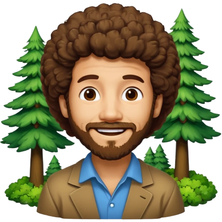Bob Ross and Happy Little trees emoji