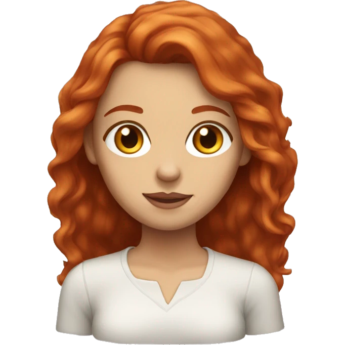 Redhead woman with long hair and amber eyes emoji