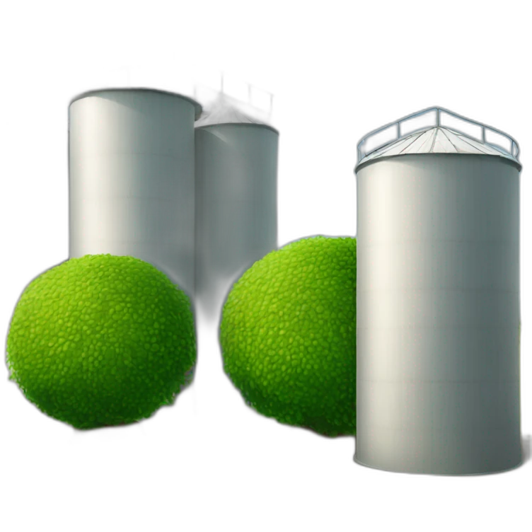 round bushes in front of silo emoji