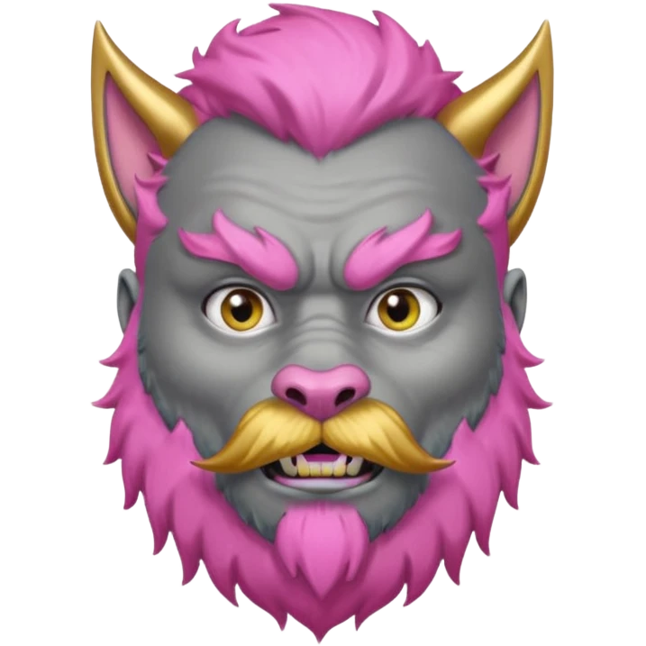 gray warewolf with pink beard and gold circle earring  emoji