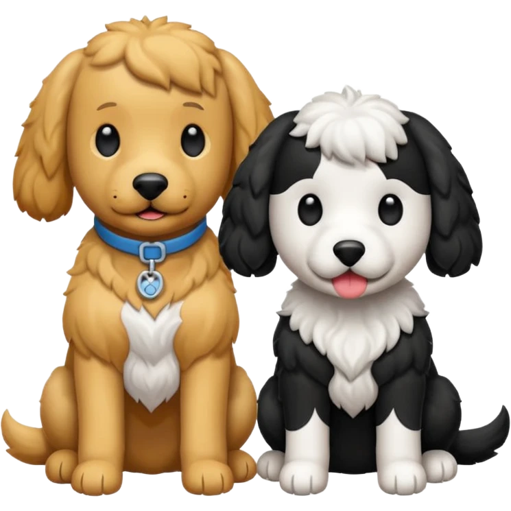Un caniche blanco y otro caniche negro,los dos separados  emoji