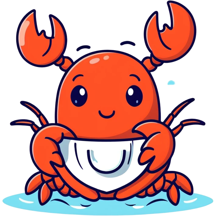 Crying lobster with a bib emoji