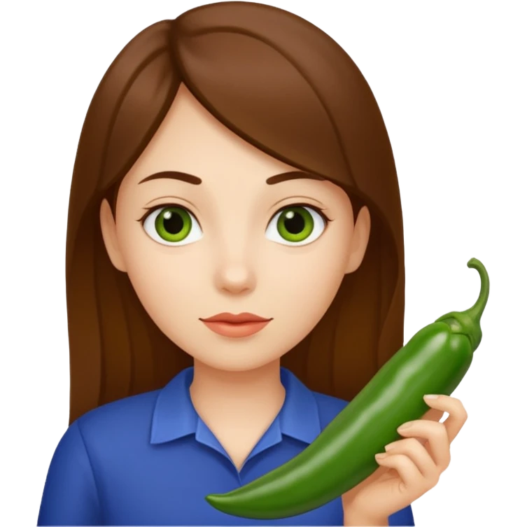 Girl with green chili emoji