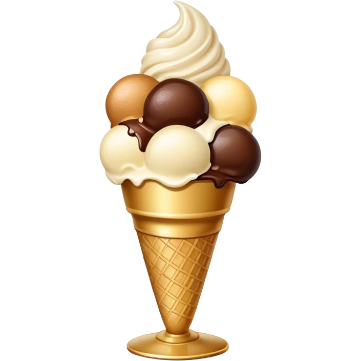Ice cream 2 balls in a beige and gold plate emoji