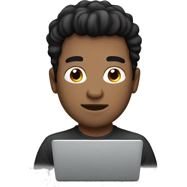 white man with black hair on his laptop emoji