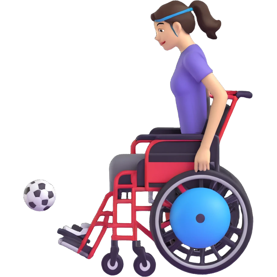 woman in wheelchair playing football emoji