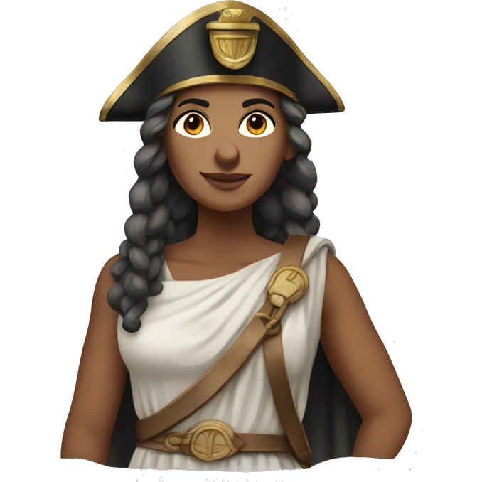 Ancient Greek female ship captain at the hlm emoji