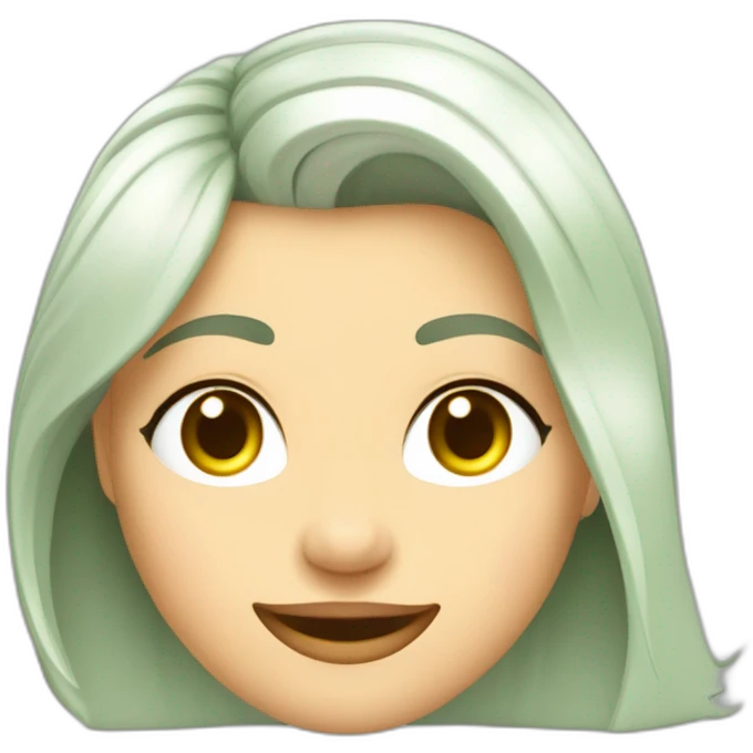 Mujer ,Pelo rubio ceniza corte bob, ojos verdes grande, pestañas con rímel, sonrisa, cara ovalada pose haciendo yoga emoji