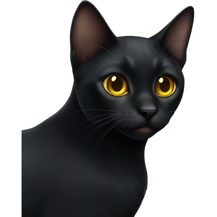 Cute black cat with yellow eyes emoji
