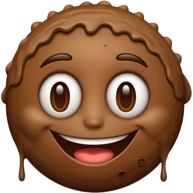 smiling brown mud emoji with a big happy face, cartoonish, in the style of iPhone (Apple) emojis emoji