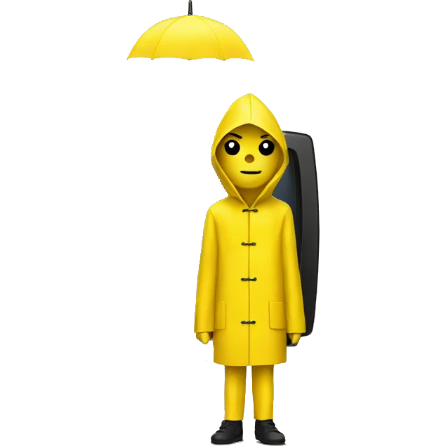 Yellow raincoat with a tv head emoji