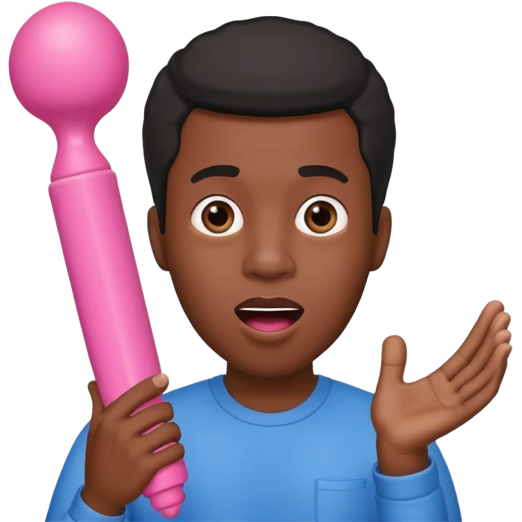 Black guy looking suprised holding a dildo emoji