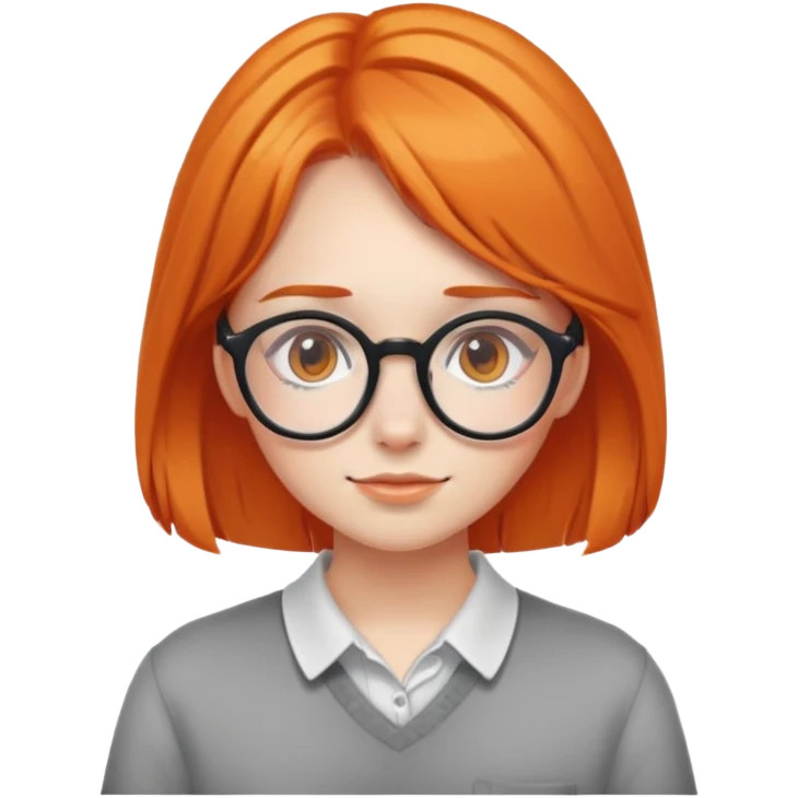 orangehaired shy nerd girl with round glasses emoji