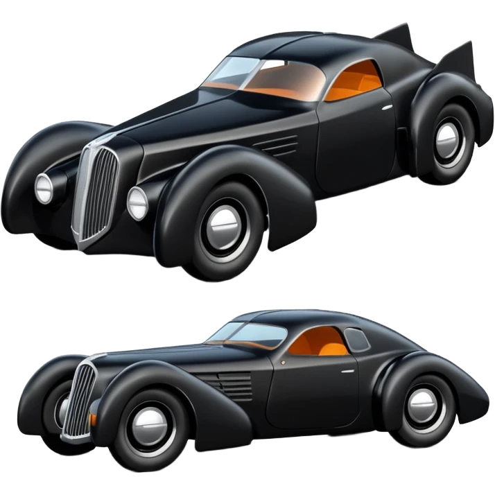  the animated series aerodynamic futuristic Batmobile loosely based on 1936 cord 812 (flat long faceted body) stealthy understated hot rod  emoji