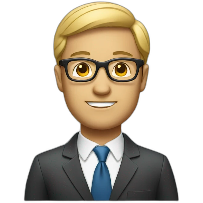 Businessman with glasses and nirebook emoji