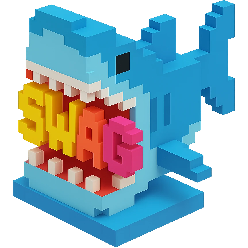 акула в пасти которой надпись SWAG, no background emoji