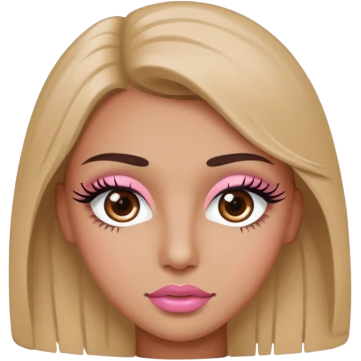 brown eyes, lite pink lips, long eye lashes emoji