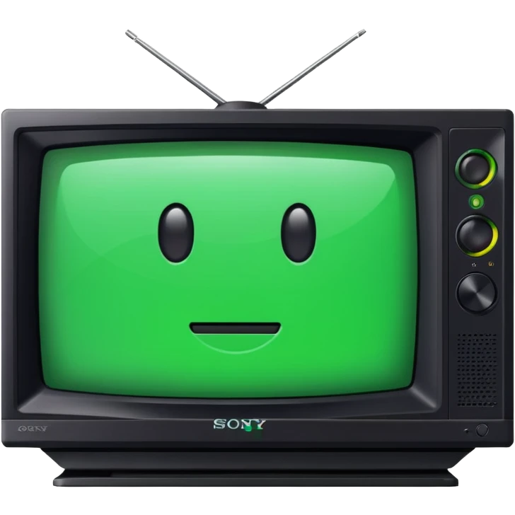 старый черный телевизор Sony с ярко зеленым пиксельным экраном  emoji