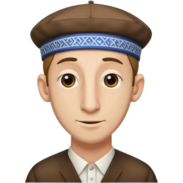 fai un uomo con il naso lungo che pende tipo vilager di Minecraft però mettigli un cappellino ebreo e le ciocche ebree ai lati emoji