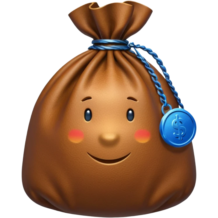 brown money bag with a blue coin  emoji