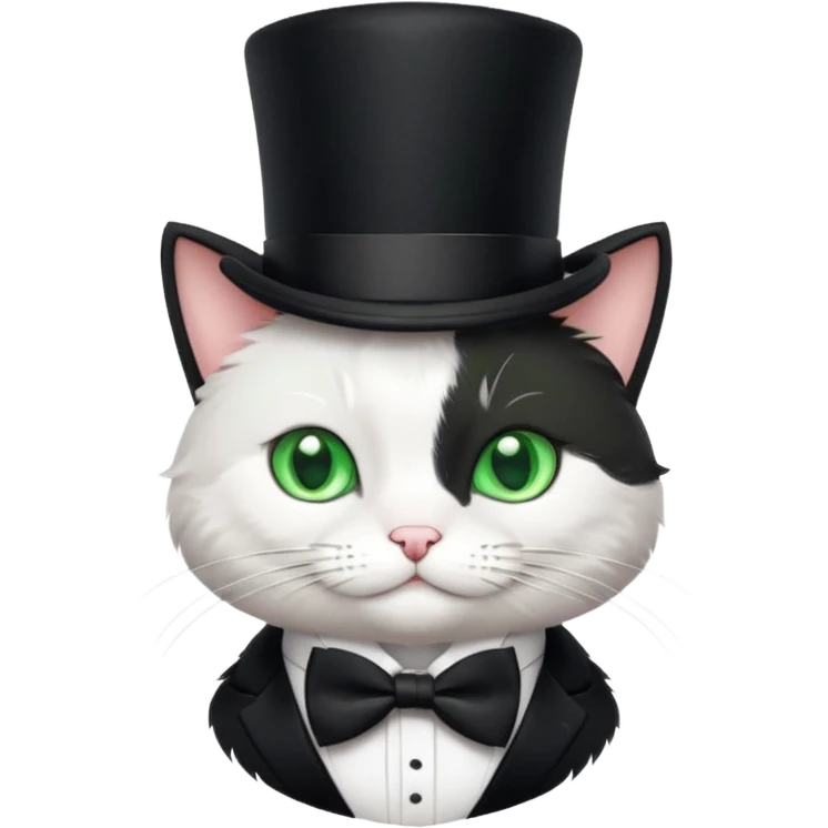 Cat wearing top hat and bow tie emoji