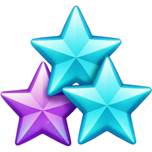 glitter purple and cian 3 stars emoji