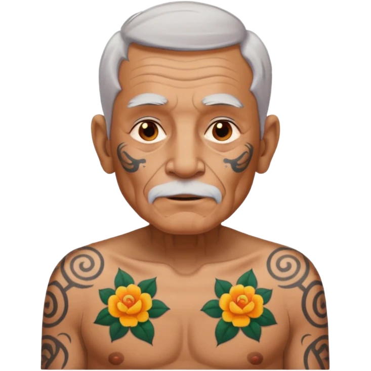elderly man with body and face tattos emoji