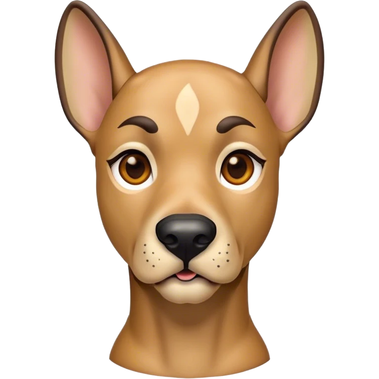 Cinematic Comical Fawn Great Dane Portrait Emoji, Head tilted dramatically with an exaggeratedly amused expression, featuring a sleek fawn coat with a subtle dark mask, wide, expressive amber eyes filled with playful disbelief, Simplified yet hilariously expressive features, highly detailed, glowing with a slightly sassy glow, high shine, dramatic yet playful, stylized with an air of cheeky mischief, bright and endearing, soft glowing outline, capturing the essence of a spirited and over-the-top guardian, so meme-worthy it feels like it could side-eye its way into internet fame instantly! emoji