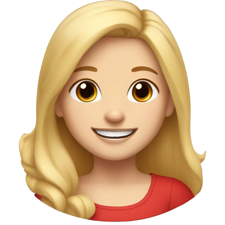 smiling girl with blonde hair with red corgi with black snout emoji