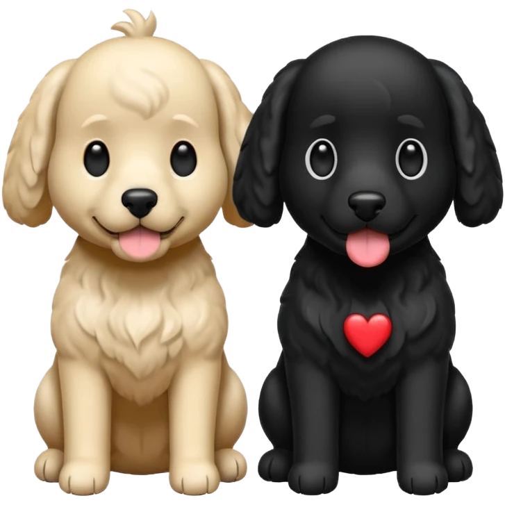 Un caniche blanco y otro caniche negro,los dos separados  emoji