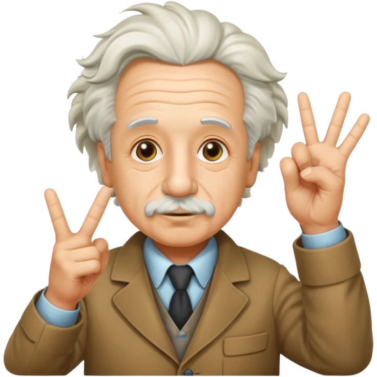 Einstein putting up peace sign  emoji