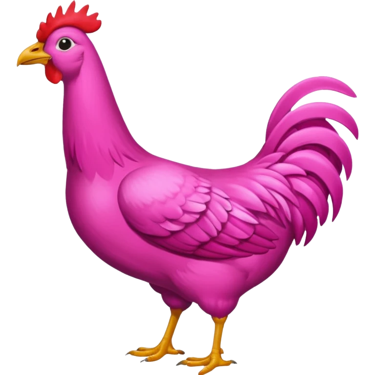 Gallina de pelaje rosa fuerte mezclada con una jirafa sin manchas emoji