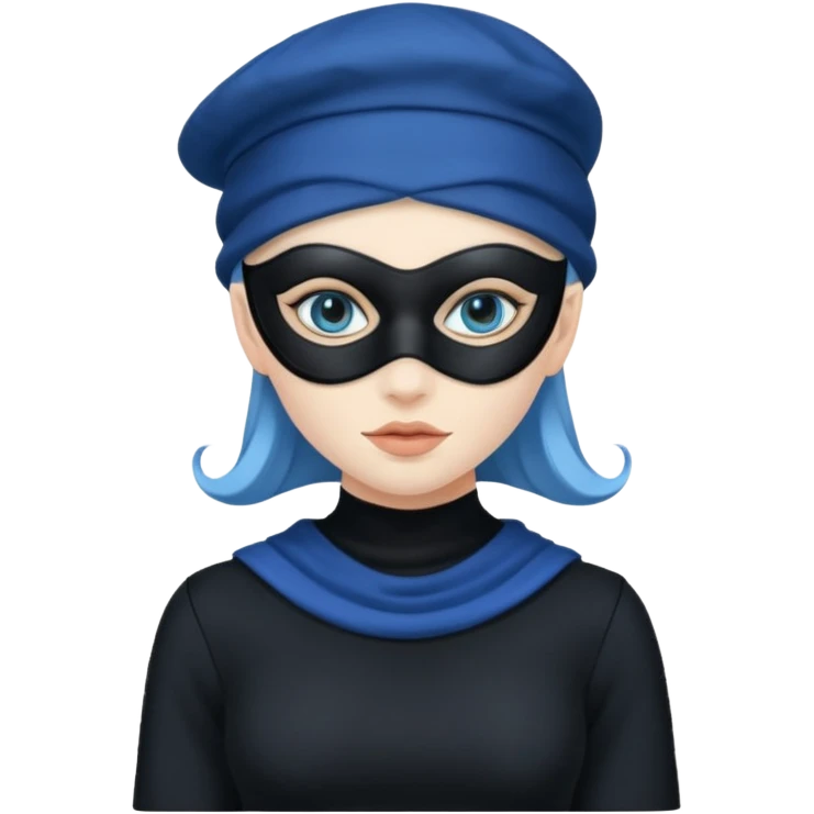 thief, blue hat, thief mask, thief black  dress. emoji