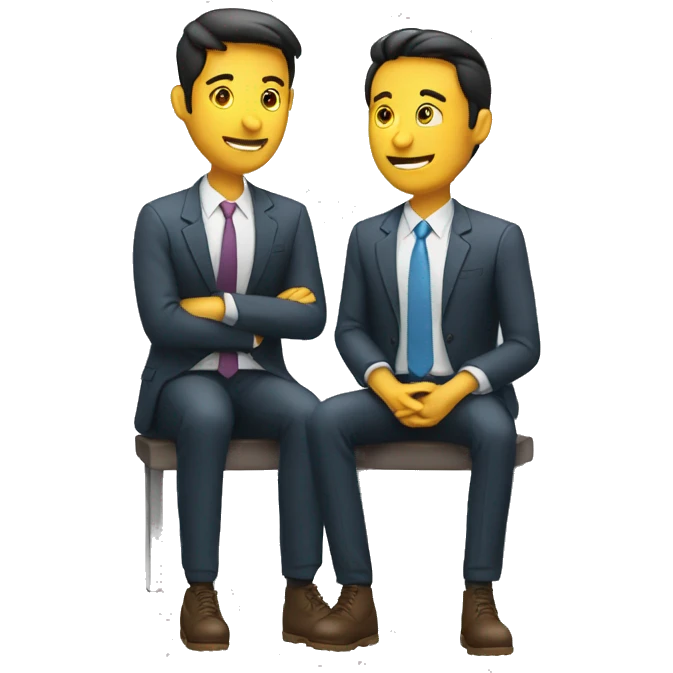 2 people sitting and talking, job interview semi casual emoji