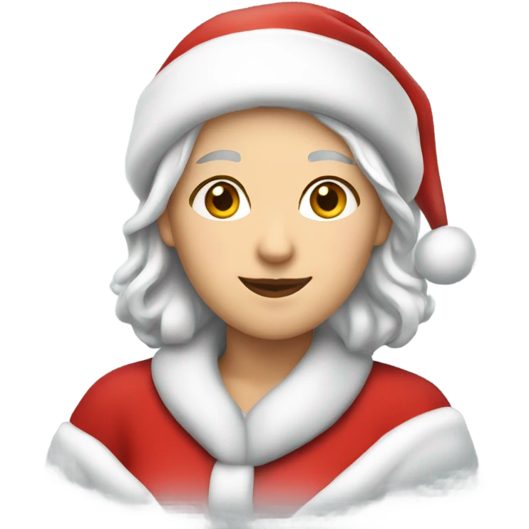 silver haired caucasian woman wearing a Santa cap emoji